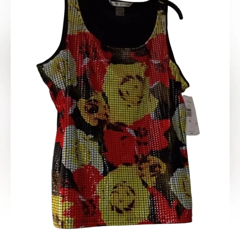[B3] Peter Nygard Roses Mosaic Multicolor Sleeveless Top, Size XL - Picture 7 of 7
